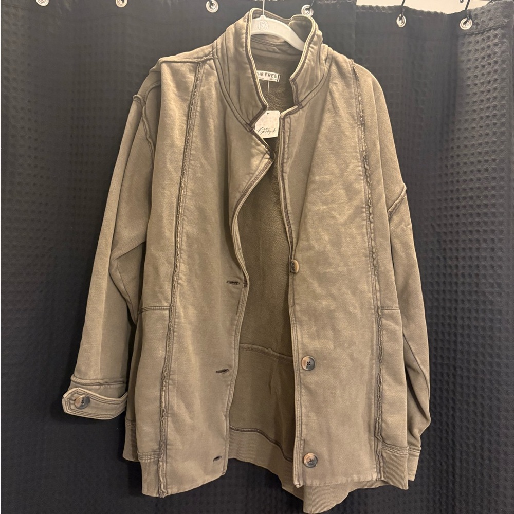 Free People We The Free Home Office Cardi XS Color: Officer Brown NWT - Picture 5 of 7
